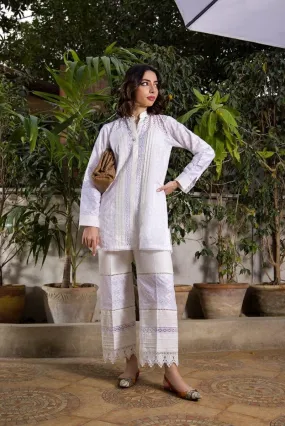 Shehrnaz - White Chikan Tunic - SHK-1056