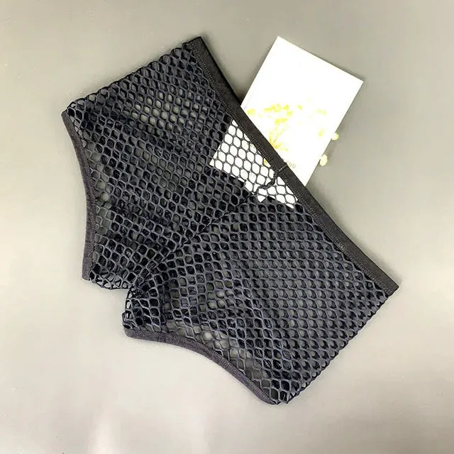 Solid Color Fishnet Tight Boxer