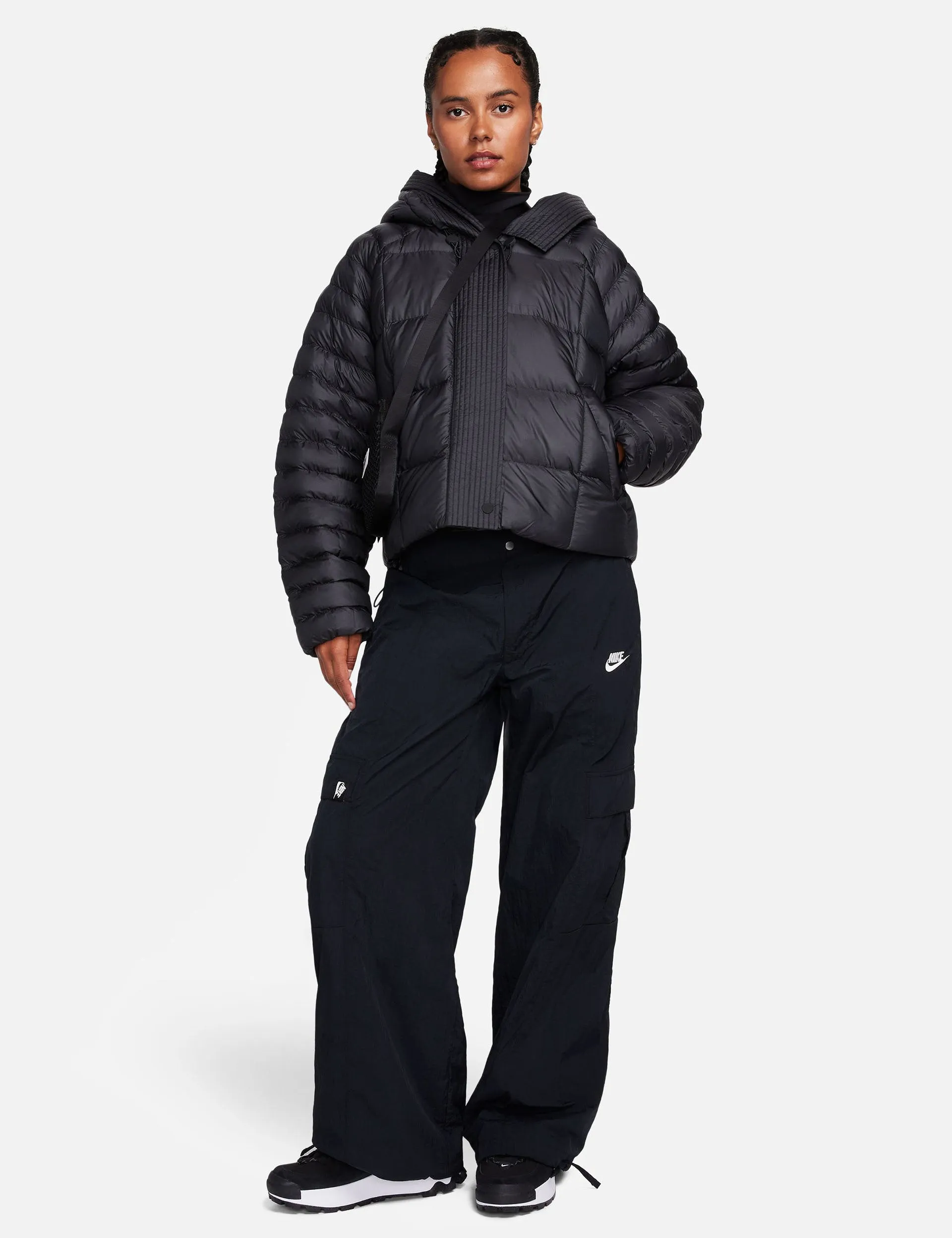 Sportswear Swoosh Puffer Oversized Hooded Jacket - Black/White