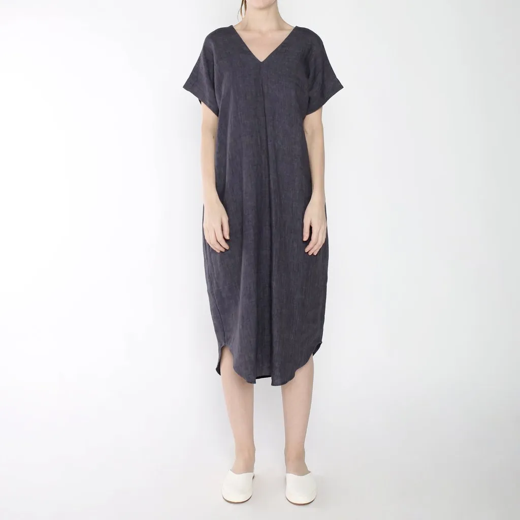 Szeki Signature Linen T-Shirt Reversible Maxi Slate Grey