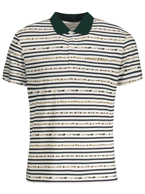 Trendy Pocket Striped Polo Shirt