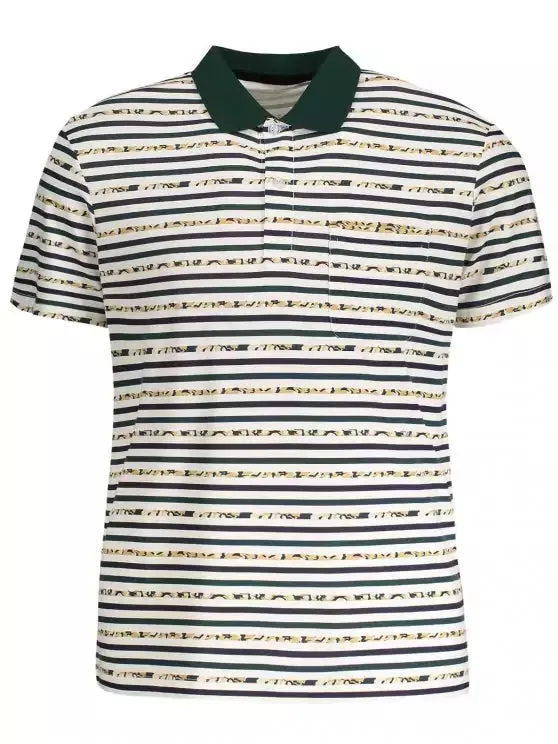 Trendy Pocket Striped Polo Shirt