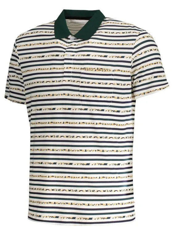 Trendy Pocket Striped Polo Shirt