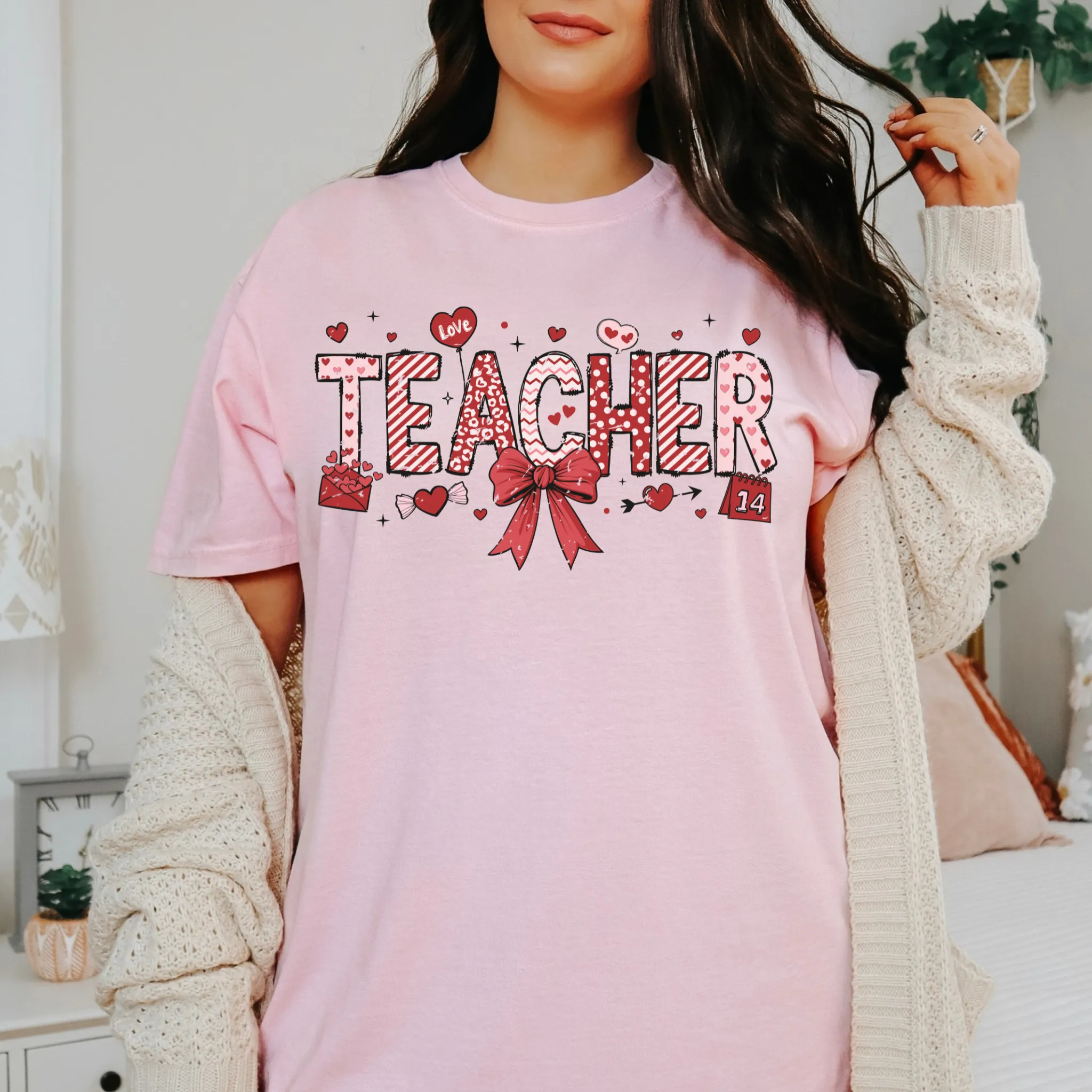 Valentine's Day Teacher Shirt with Bow