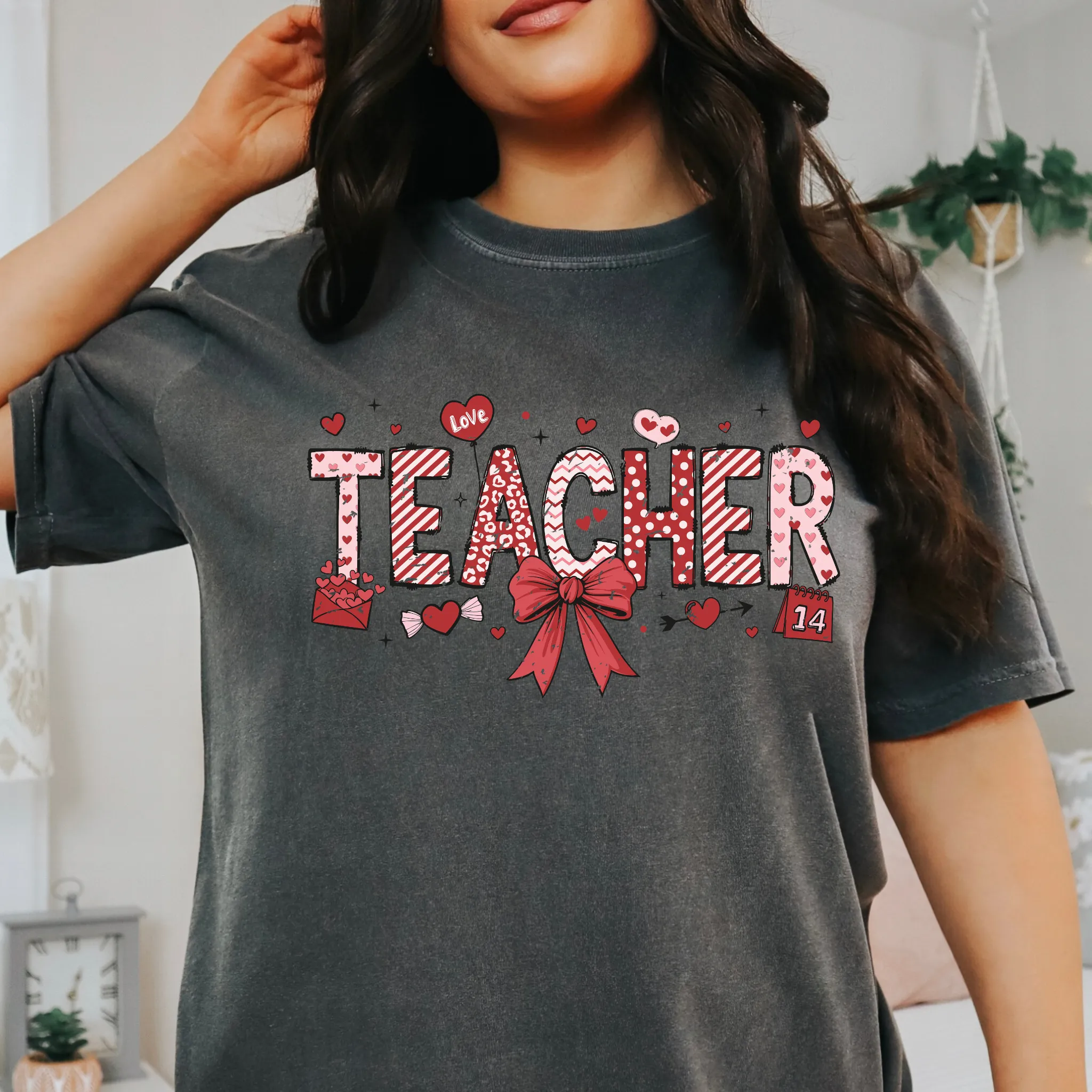 Valentine's Day Teacher Shirt with Bow