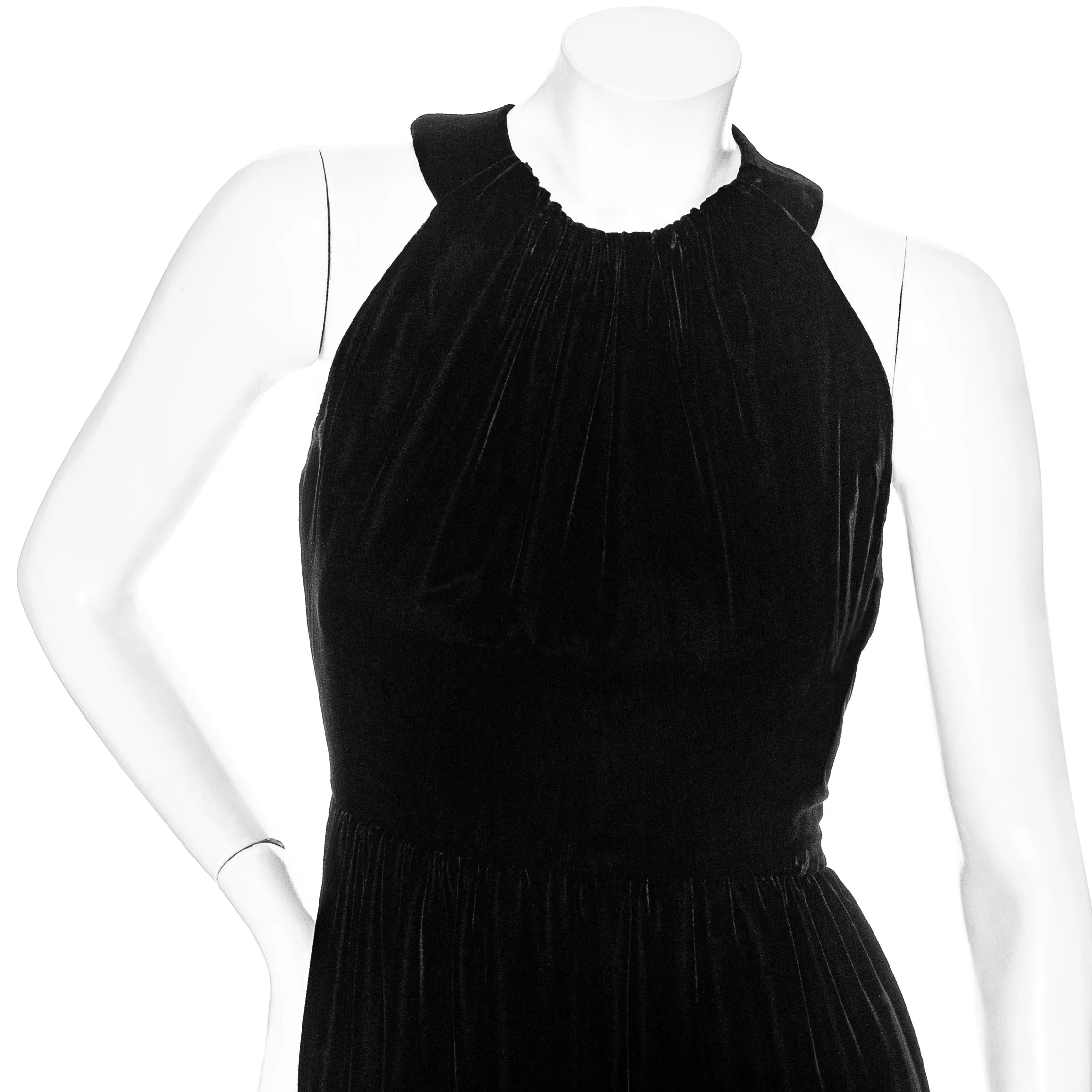 Vintage Haute Couture Black Velvet Halter Dress