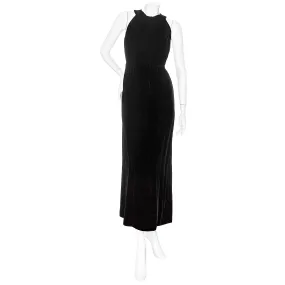 Vintage Haute Couture Black Velvet Halter Dress