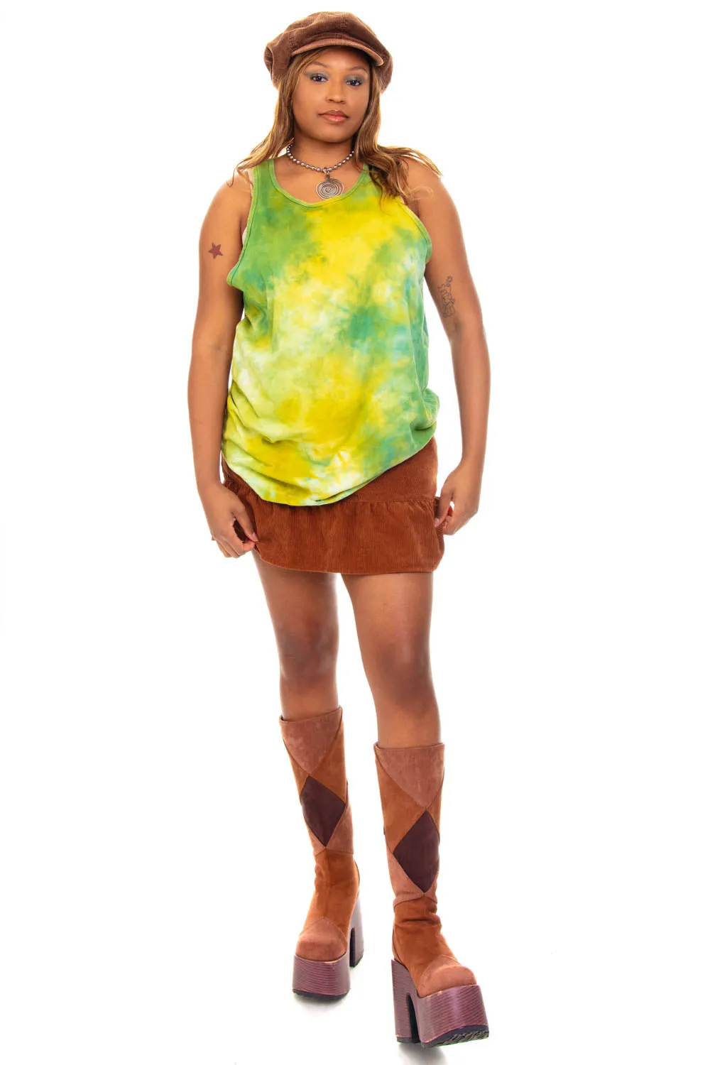 Vintage Y2K Green Tie-Dye Tank Top - OSFM