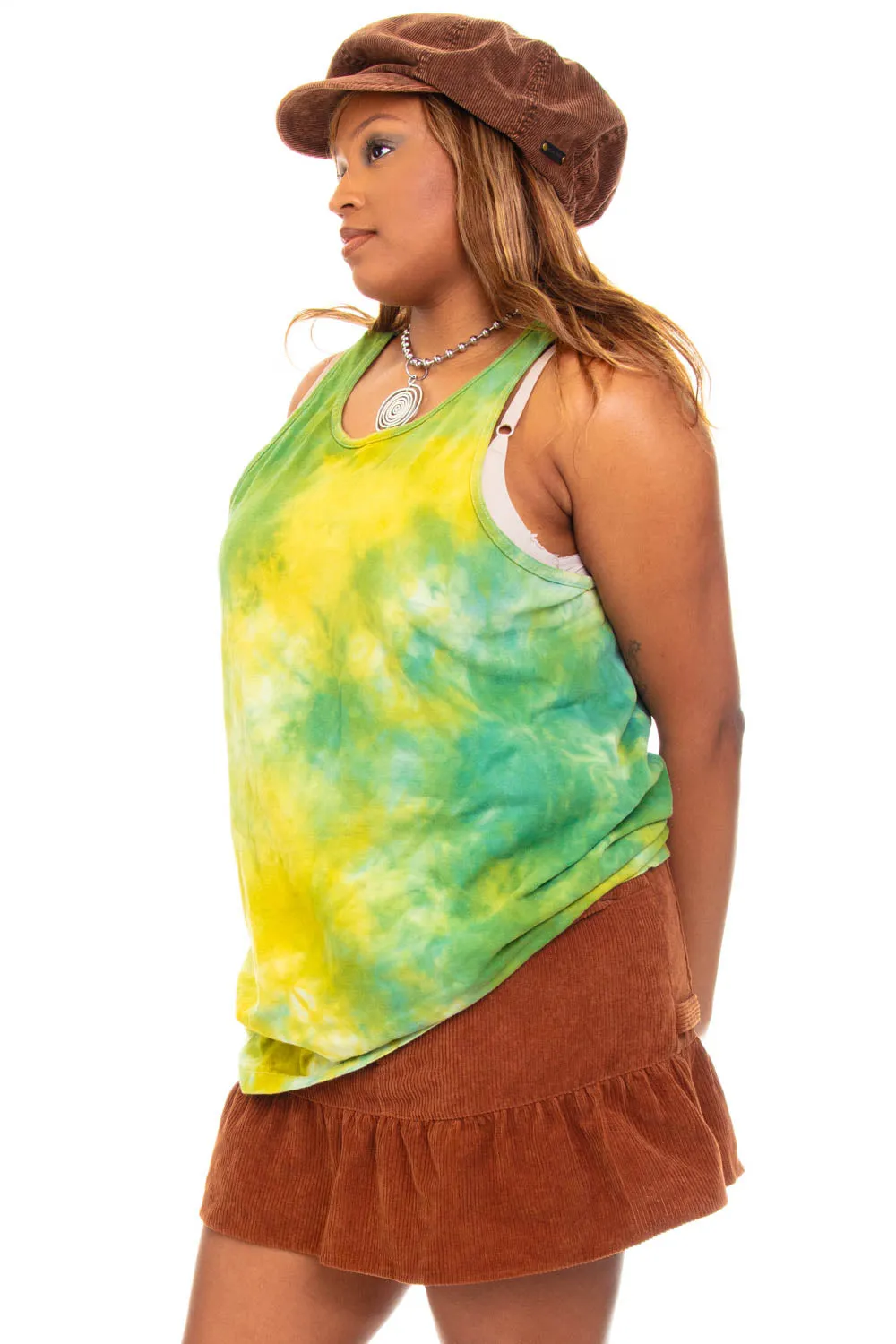 Vintage Y2K Green Tie-Dye Tank Top - OSFM