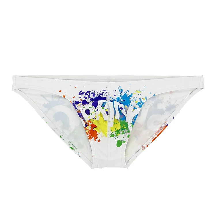 White Printed Low Waist Briefs