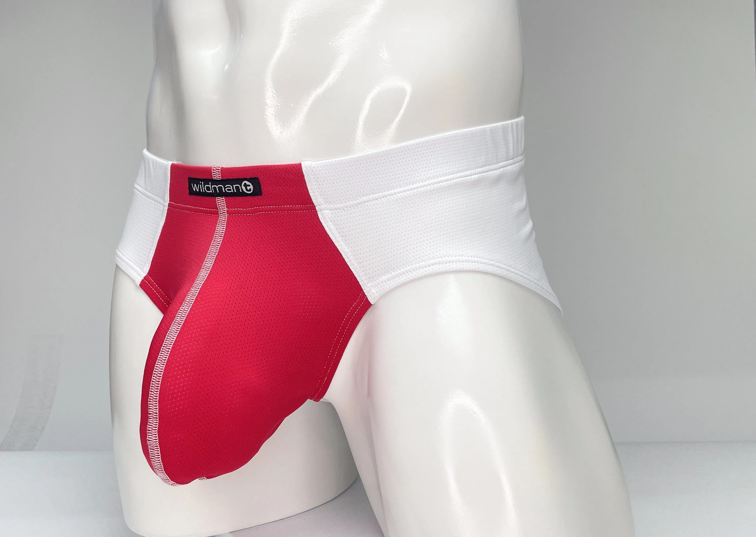 WildmanT Mesh Brief White and Red