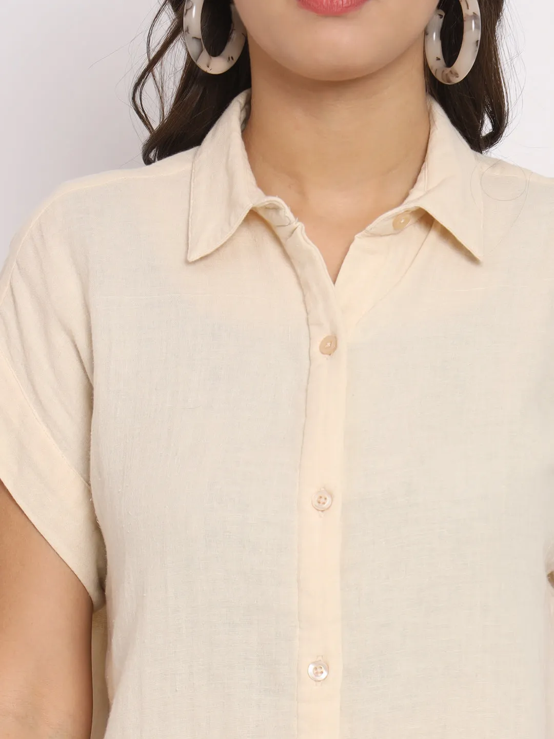 Women's Cotton Cream Casual Shirt