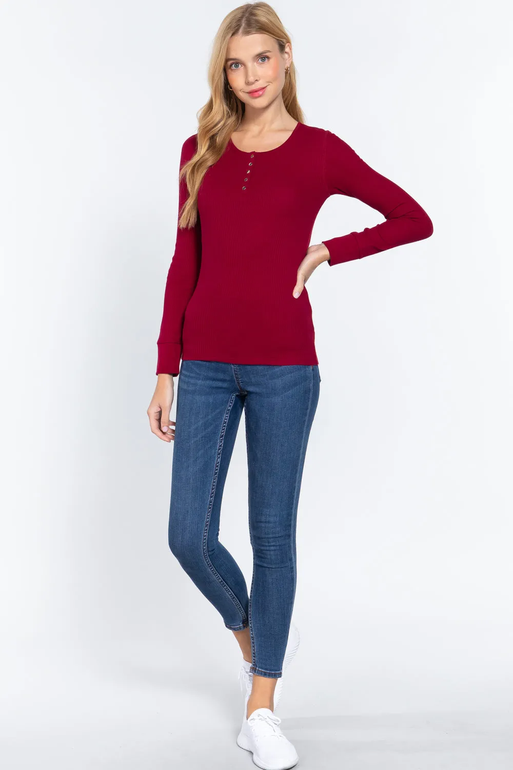 Women's Long Slv Scoop Neck Thermal Top